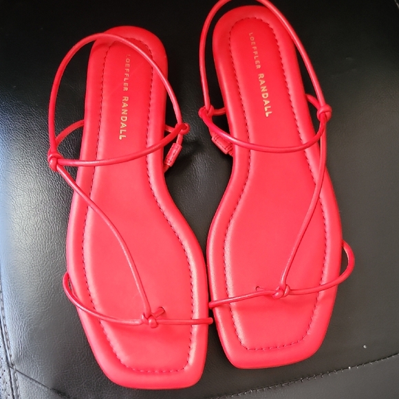 Loeffler Randall Shoes - NEW Loeffler Randall Bright Red Knot-Strap Flat Sandals Size 9.5